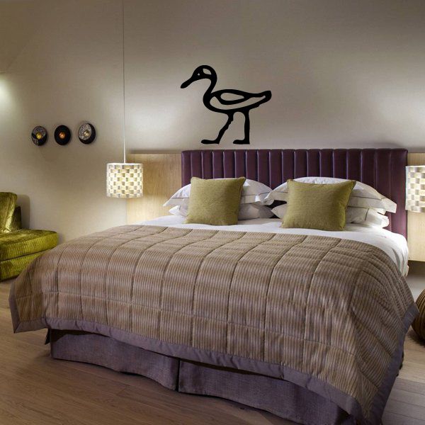 Black Egyptian-style hieroglyph wall decal with stylized bird symbol silhouette