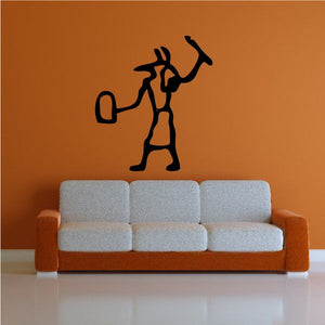 Egyptian warrior hieroglyphics symbol decal, black silhouette on wall
