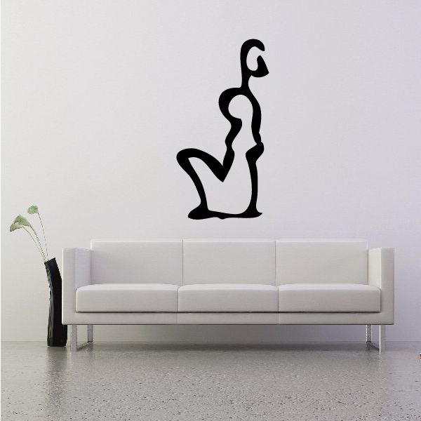 Black Egyptian woman wall decal with hieroglyph-style figure outline