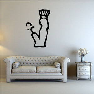 Egyptian woman headdress wall decal with hieroglyph-like symbols