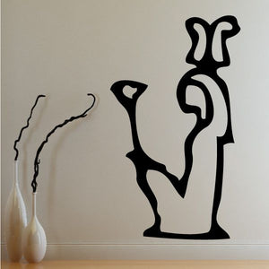 Egyptian hieroglyphics woman Sobek wall decal, black silhouette figure with symbols