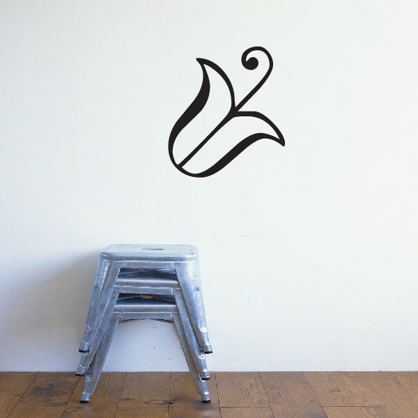 Egyptian lotus flower wall decal, black vinyl outline