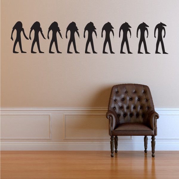 Egyptian pharaoh wall decal with black silhouette figures in a row