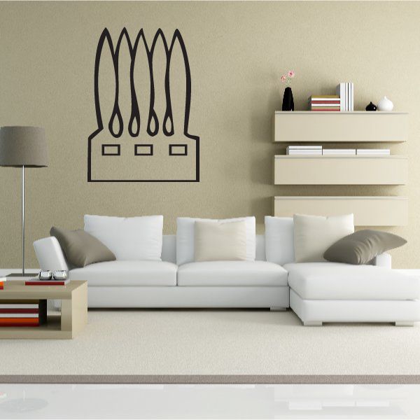 Egyptian pointed symbol wall decal, black outline flame-like design on base