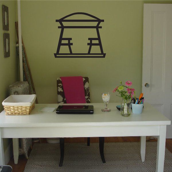 Egyptian symbol wall decal, black outline of an arch window with columns