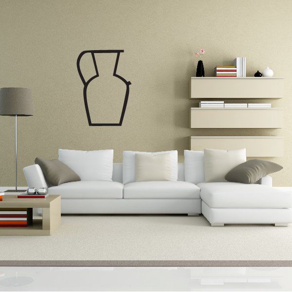 Egyptian vase wall decal with black line art silhouette