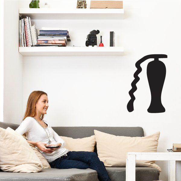 Egyptian vase silhouette wall decal, black profile with wavy base