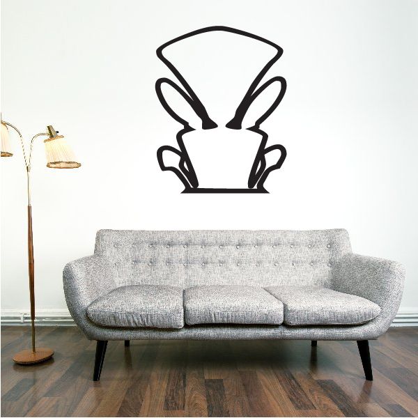 Egyptian vase symbol wall decal in black outline, shaped urn with side handles
