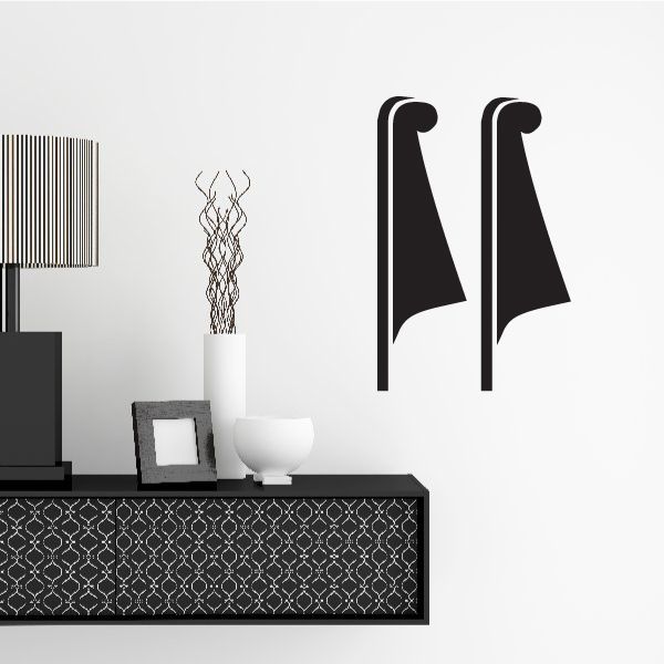 Egyptian wall decal set of two tall black flag shapes, vinyl sticker