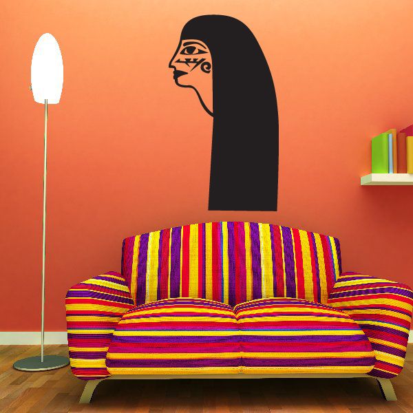 Egyptian wall decal vinyl: black Egyptian profile head outline on wall