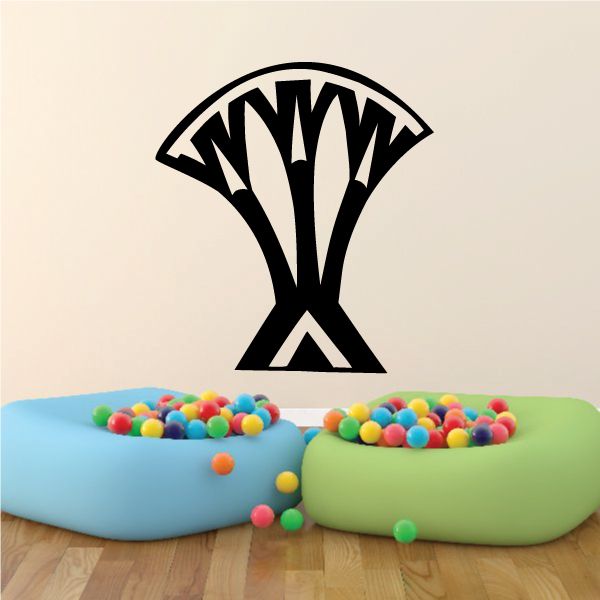 Egyptian wall vinyl decal with black and white striped ankh symbol