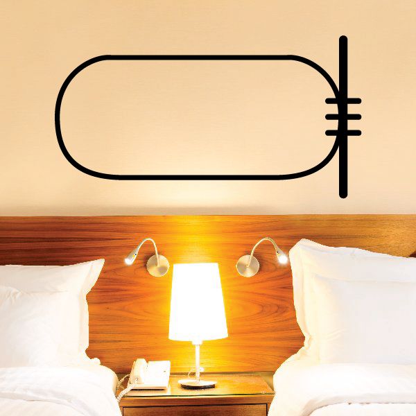 Egyptian cartouche wall decal, black vinyl outline with vertical marks