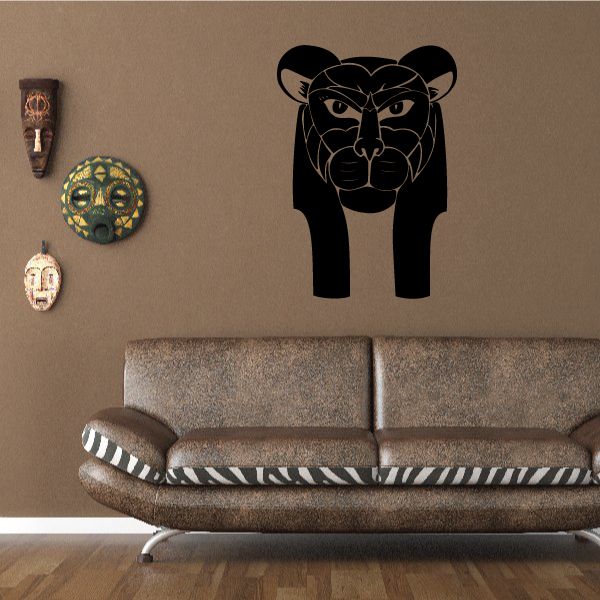 Black panther face vinyl wall decal with outlined facial features and ears
