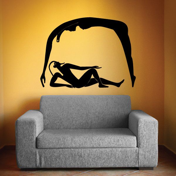 Black Egyptian-style wall decal silhouette of an ancient seated figure