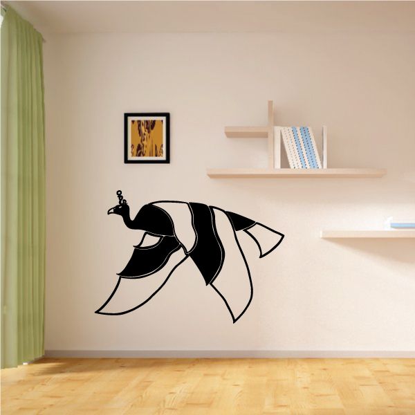 Egyptian-style vinyl wall decal in black and white, ornate animal motif silhouette