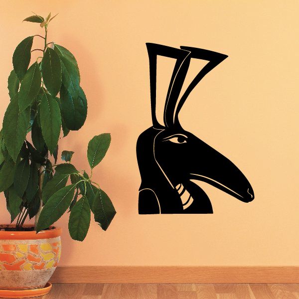Egyptian wall decal: black jackal head with tan outlines