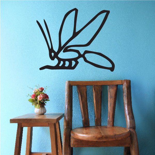 Black wasp-style wall decal with detailed wings and antennae