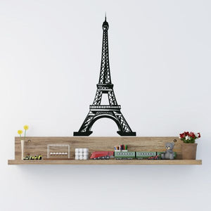 Eiffel Tower wall vinyl decal, black tower silhouette with arch base.
