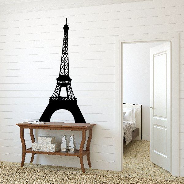 Eiffel Tower wall decal with black tower silhouette