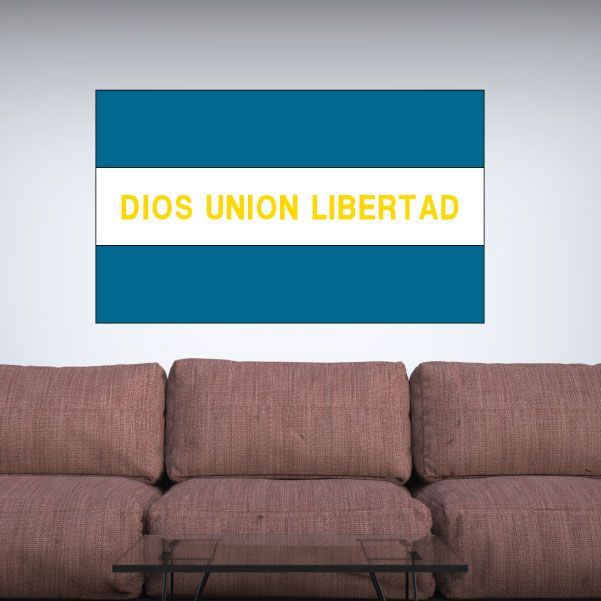 El Salvador flag sticker with “DIOS UNION LIBERTAD” text