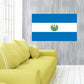 El Salvador flag sticker, rectangular blue-white-blue with national emblem in center