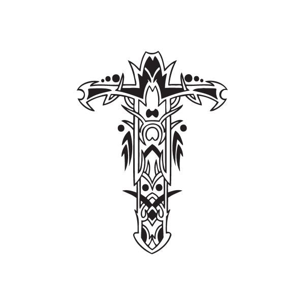 Image of Elaborate Cross with Tribal Embellishments Decal