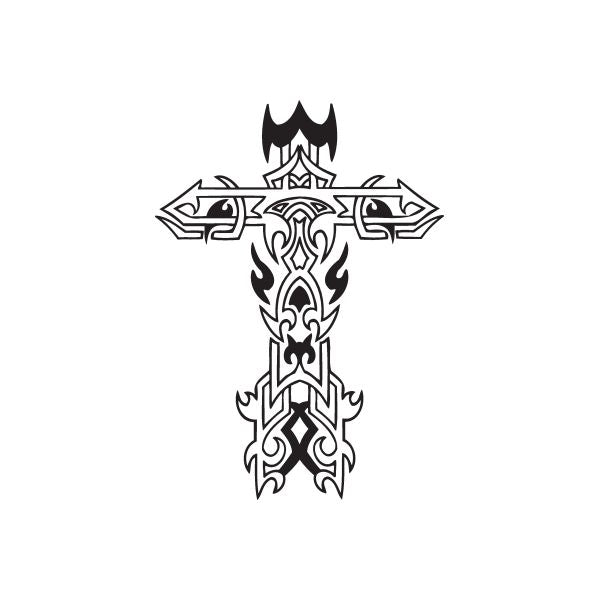 Image of Elaborate Cross with Tribal Fire Decal