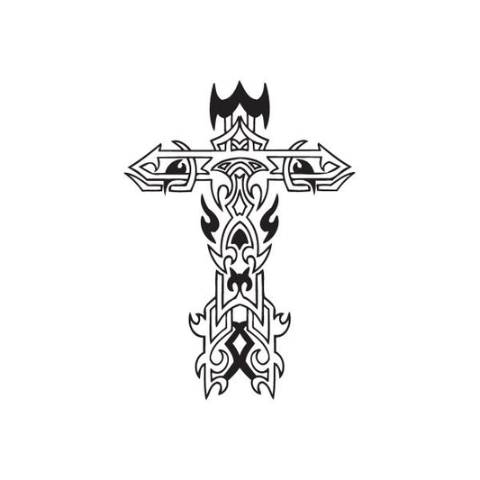 Image of Elaborate Cross with Tribal Fire Decal