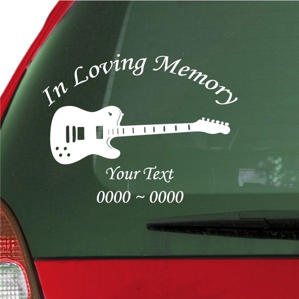 Image of Electric Guitar Custom In Loving Memory Decal