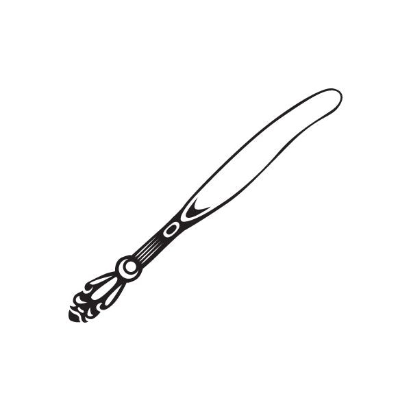 Black butter knife decal with ornate handle and circular rivets