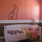 Cougar cat wall decal, black outline with curled tail