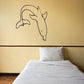 Dolphin diving wall decal in black line art