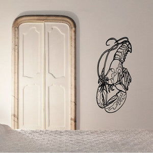 Lobster line-art wall decal with black outline