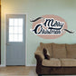 Merry Christmas printed wall decal with oval striped frame and black script text