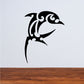 Black tribal dolphin fin decal with swirling tail design