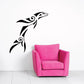 Leaping dolphin wall decal with tribal swirling design, black