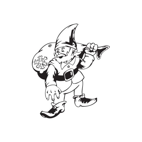 Image of Elf Carrying Snow Sack Decal