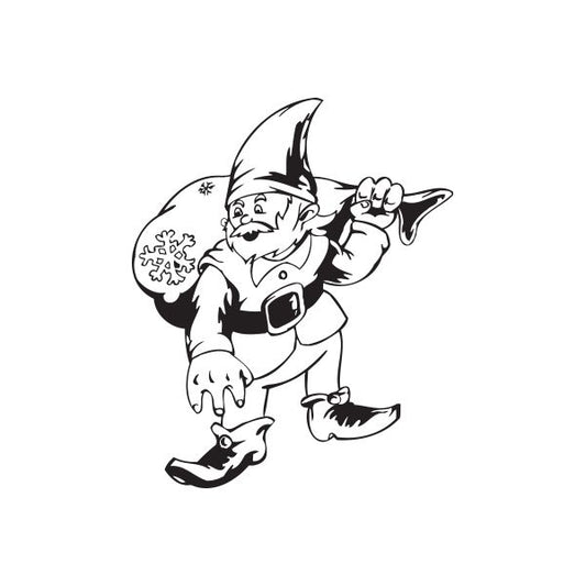 Image of Elf Carrying Snow Sack Decal