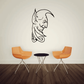 Elf ear moon wall decal of outlined elf face with curled ears and moon