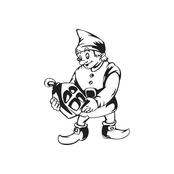 Image of Elf Holding House Ornament Decal