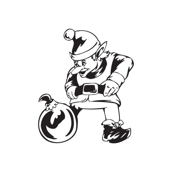 Image of Elf Looking at Ball Ornament Decal