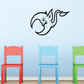 Elf moon with tail decal, black and white line art elf head and crescent moon