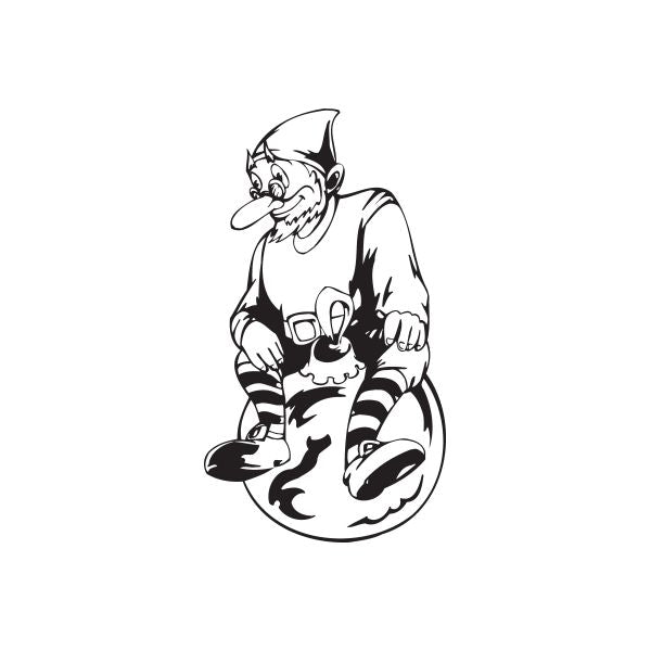 Image of Elf Sitting on Ball Ornament Decal