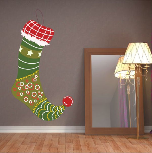 Image of Elf Stocking Printed Die Cut Decal