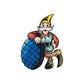 Elf sticker with pinecone ornament in winter outfit