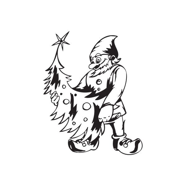 Image of Elf with Decorated Tree Decal