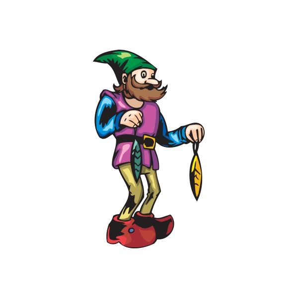 Image of Elf with Green and Yellow Ornaments Sticker