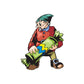 Cartoon elf sticker character with green cap, red shirt, and lightning candy hands