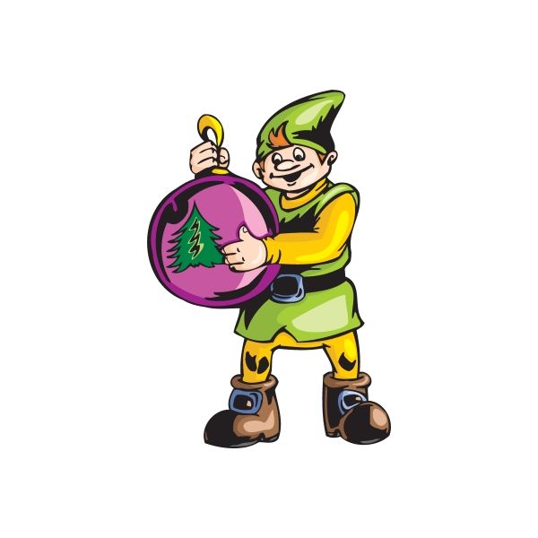 Image of Elf with Pink Tree Ornament Sticker