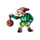 Elf with red Christmas ball ornament decal, wearing green suit and red hat